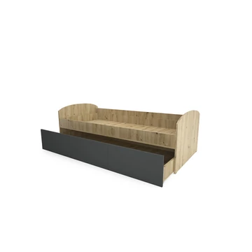 Rio ágykeret 90x200 kihúzható vendégágy vagy ágyneműtartó funkcióval (Artisan tölgy / Matt sötétszürke)