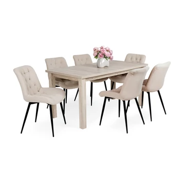 Berta asztal - Korina szék Sonoma tölgy / Beige színben