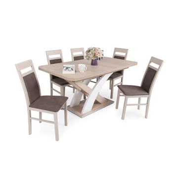 Elis asztal - Léna szék Sonoma tölgy / Rusztik fehér színben