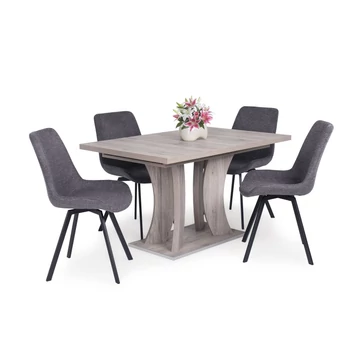 Bella asztal - Milla forgószék étkezőgarnitúra (San remo / Sötétszürke)
