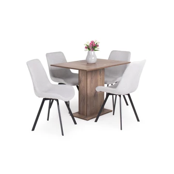 Kira asztal - Milla forgó étkezőszék (Sötét justus tölgy / Világosszürke színben)