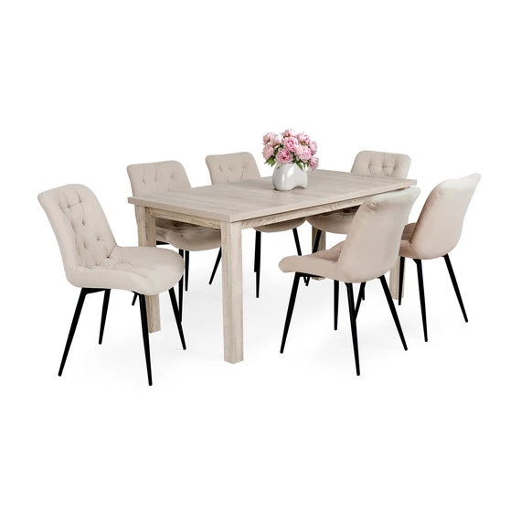 Berta asztal - Korina szék Sonoma tölgy / Beige színben
